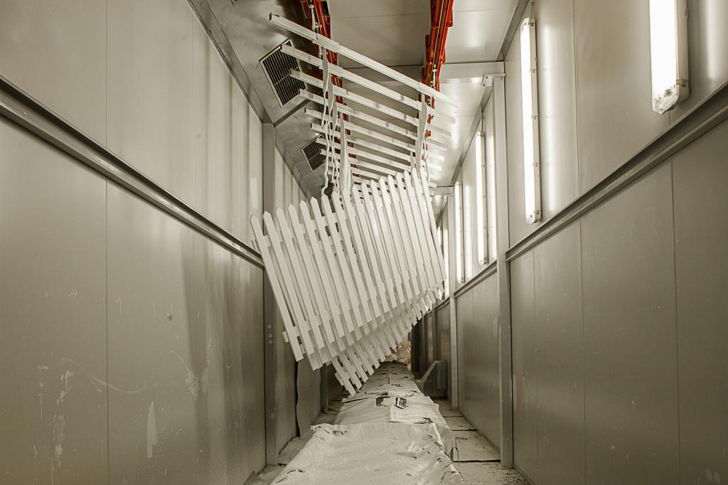 Painted products in a drying chamber